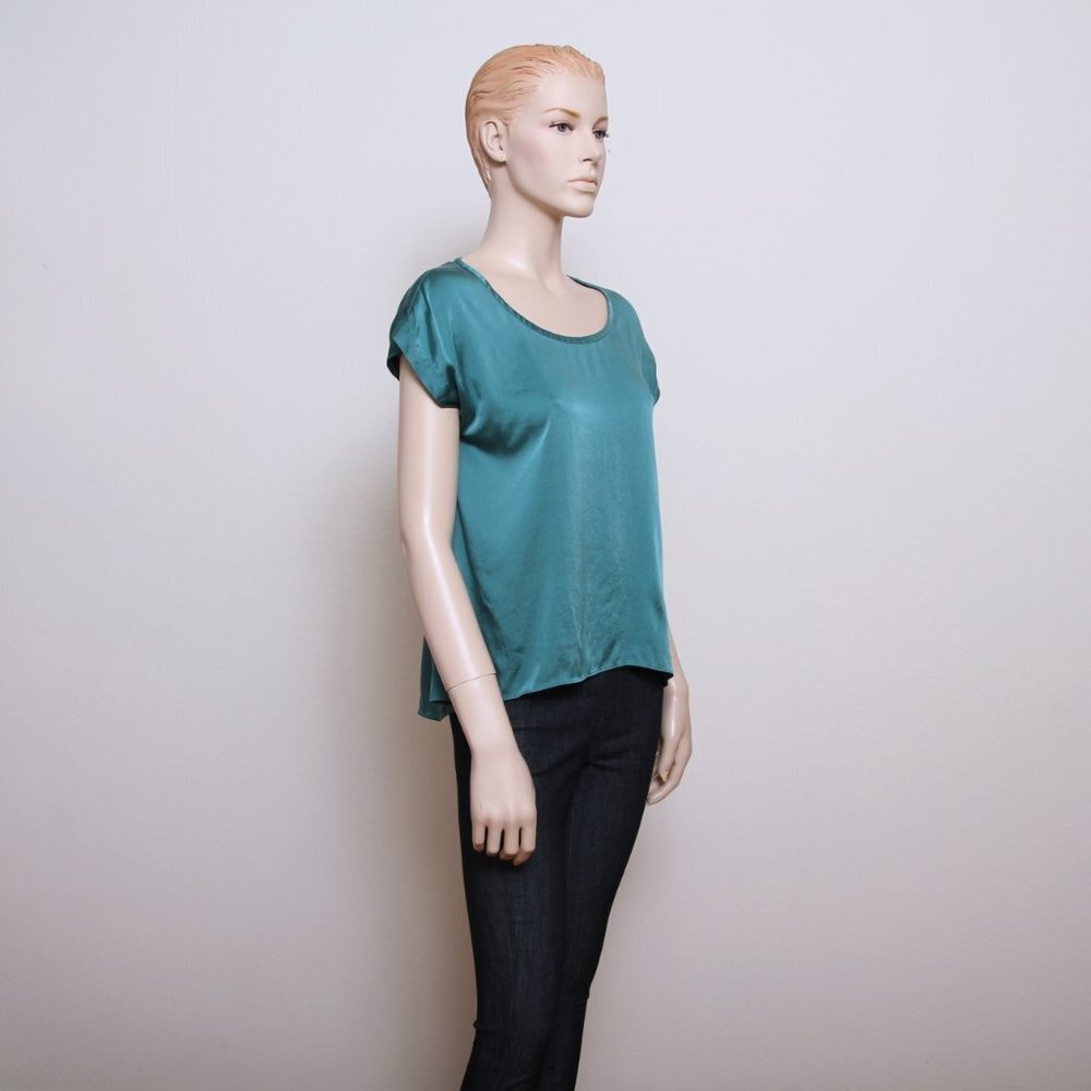 Eileen Fisher Short Sleeve Scoop Neck Silk Blouse